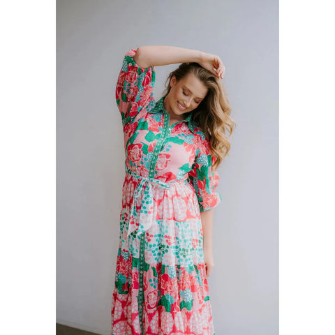 Collectivo - Bubblegum Poppy Print Dress