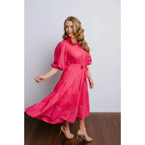 Collectivo - Pink Broderie Shirt Dress
