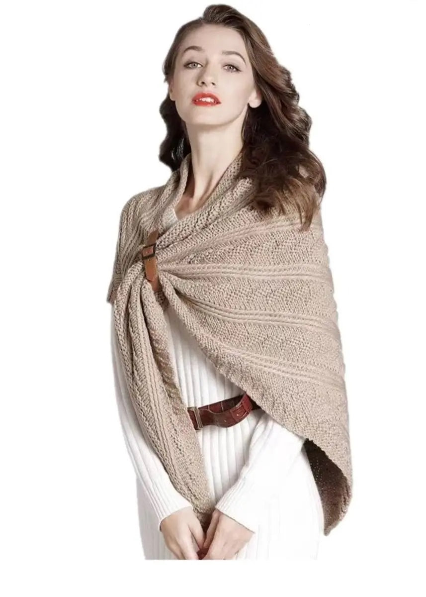Zura - Euro Knitted Style Shawl Fawn