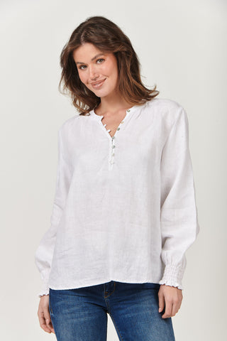 Naturals by O&J - Long Sleeve Linen Top White