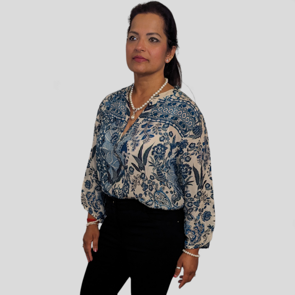 Melange - Mandarin Collared Shirt Blues