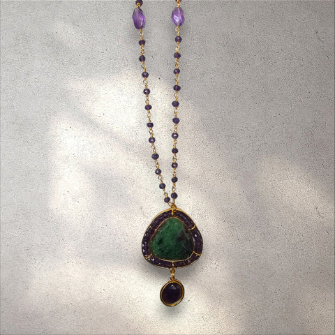 MCJewels - Longstation Necklace _ Amethyst With Ruby Zosite Pendant