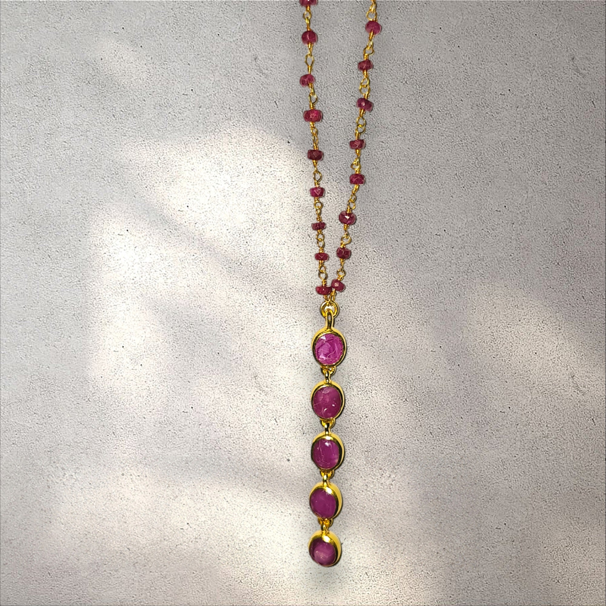 MCJewels - Longstation Necklace _ Ruby Beaded With Pendant