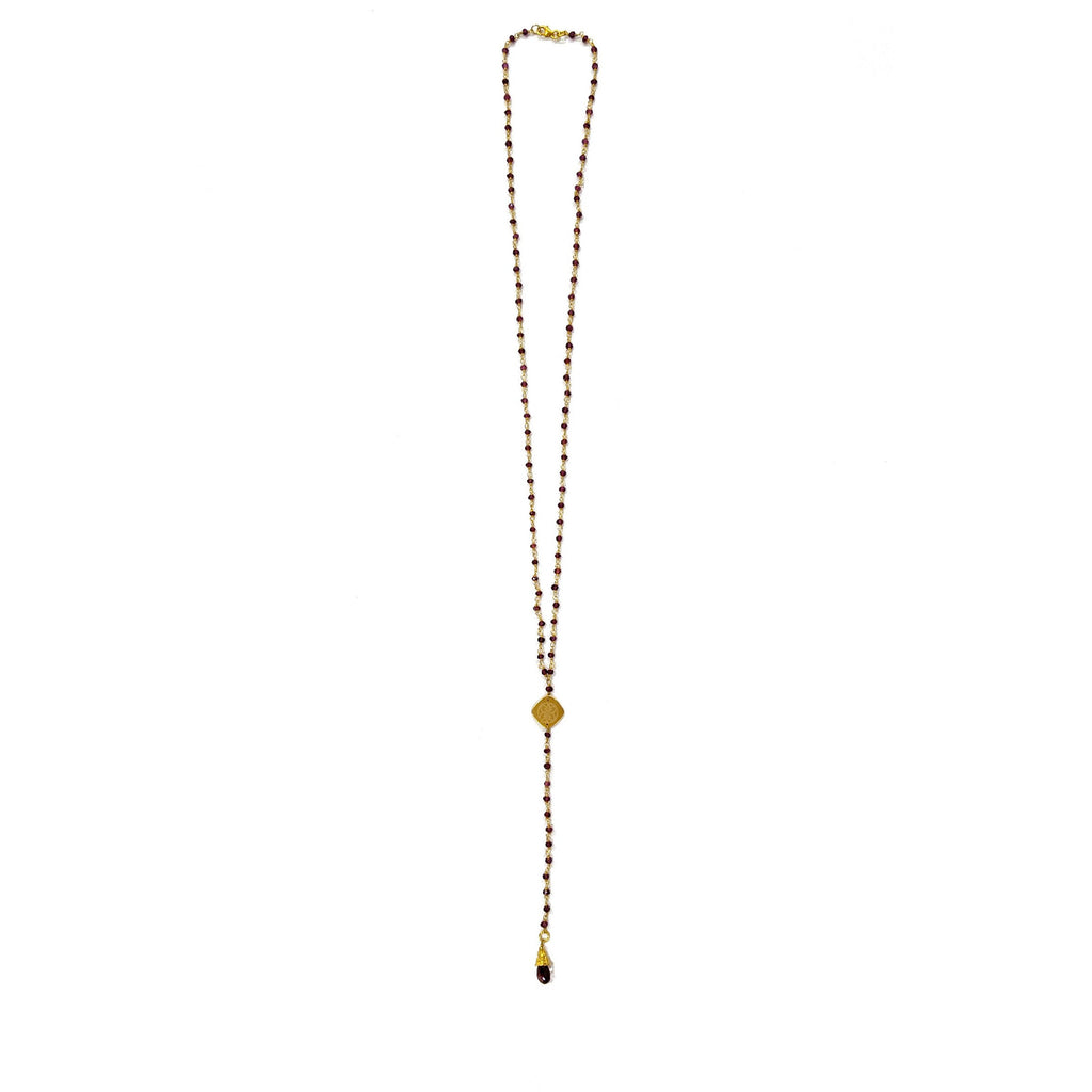 Gemstone and Sterling Silver Chain Y Necklace