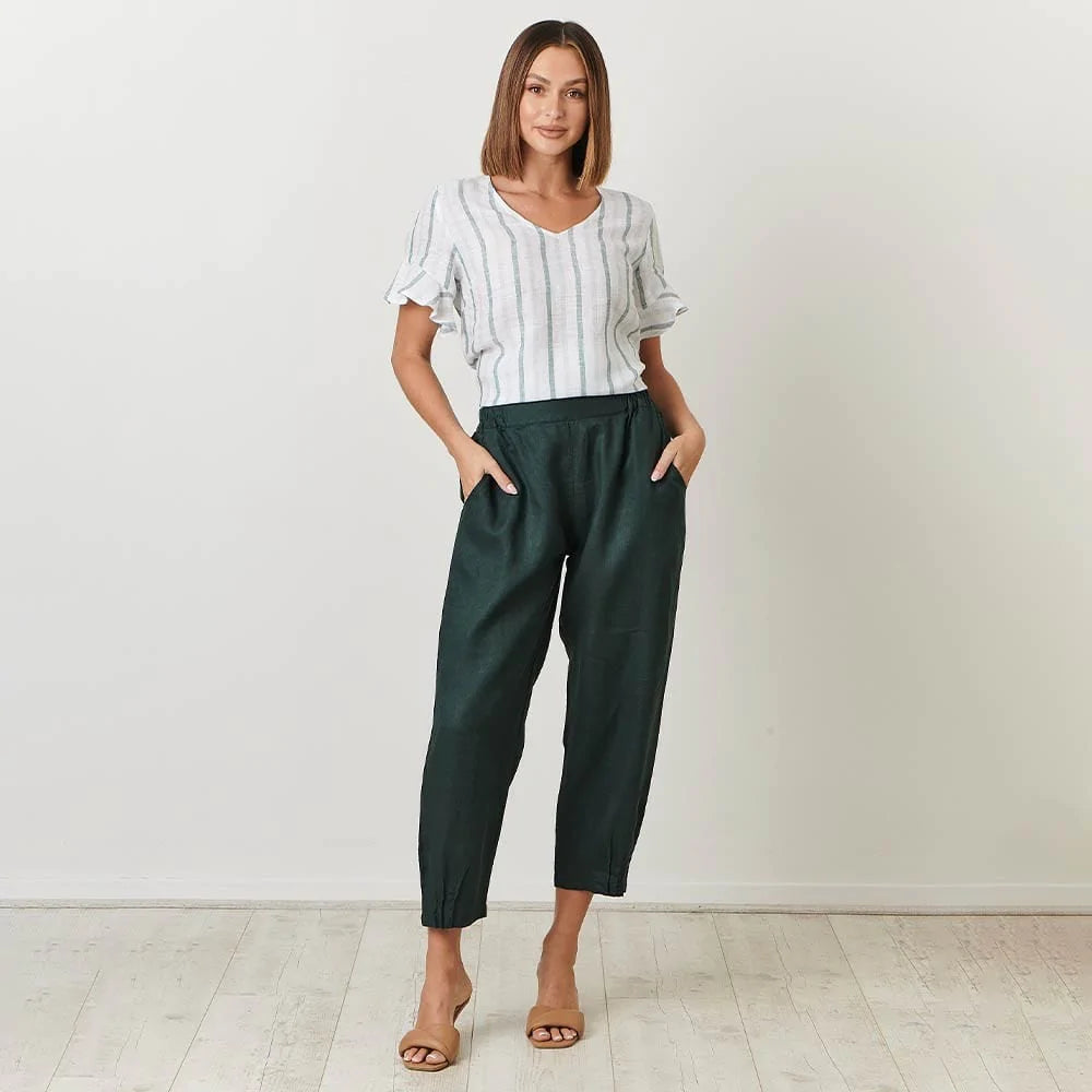 Flat front 2025 linen pants