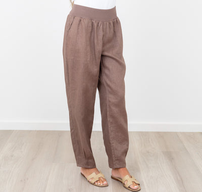 Maglia - Lux Linen Lucy Tuck Pant - Coffee