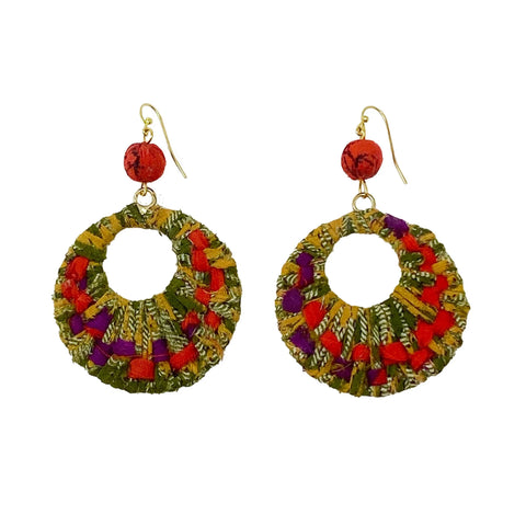 WorldFinds - Woven Kantha Hoop Earrings