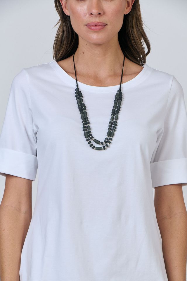 Namastai - 2 Strand Resin Bead Necklace-Grey