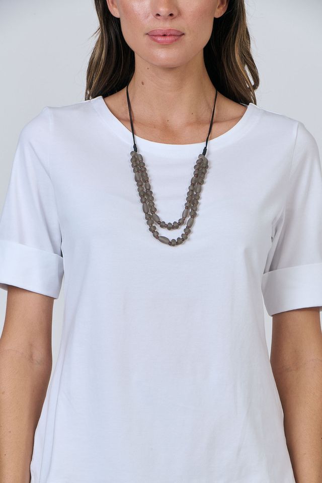 Namastai - 2 Strand Resin Bead Necklace-Taupe