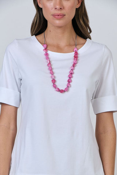 Namastai - Single Strand Heart Bead Necklace-Pink