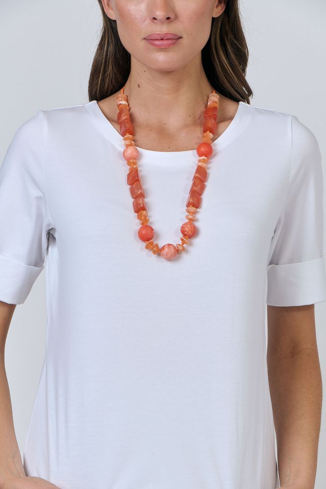 Namastai - Single Strand Statement Bead Necklace-Orange
