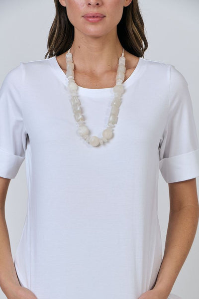 Namastai - Single Strand Statement Bead Necklace-White