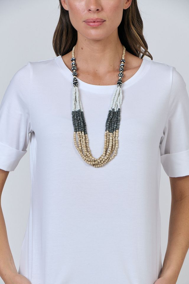 Namastai - Multi Strand Statement Bead Necklace-Naturals