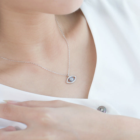 Sterling Silver Evil Eye Necklace Eye Pendant