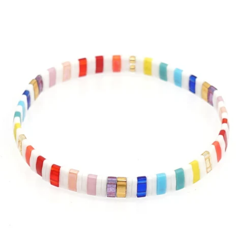 MCLuxe - Handmade Marbleized Tila Beaded Stretch Bracelets