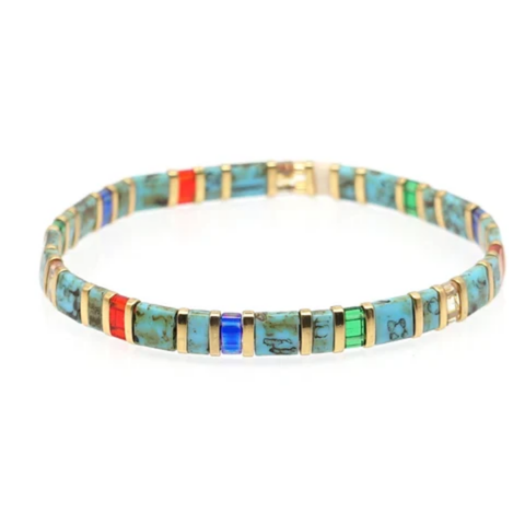 MCLuxe - Handmade Marbleized Tila Beaded Stretch Bracelets