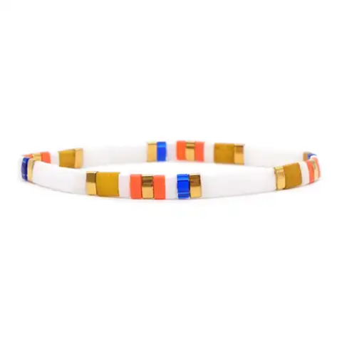 MCLuxe - Handmade Marbleized Tila Beaded Stretch Bracelets