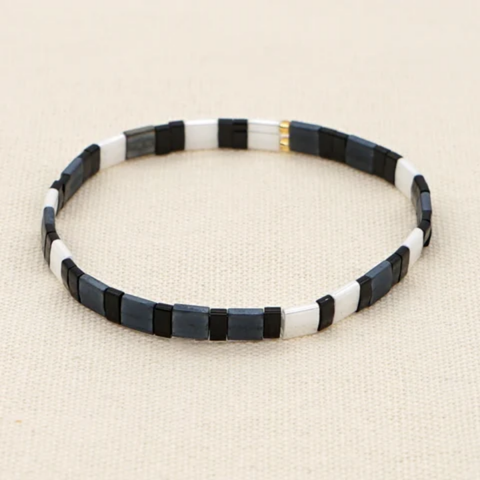 MCLuxe - Handmade Marbleized Tila Beaded Stretch Bracelets