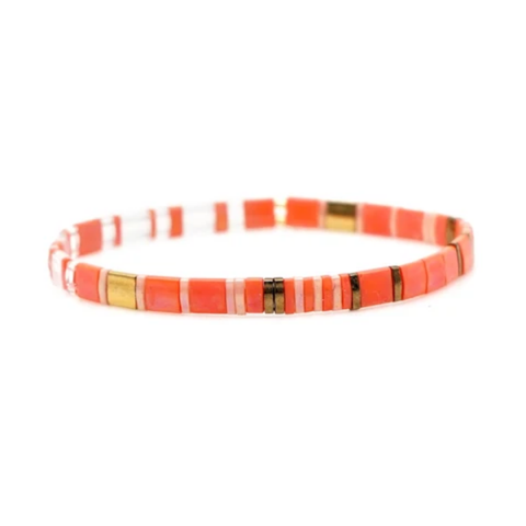 MCLuxe - Handmade Marbleized Tila Beaded Stretch Bracelets