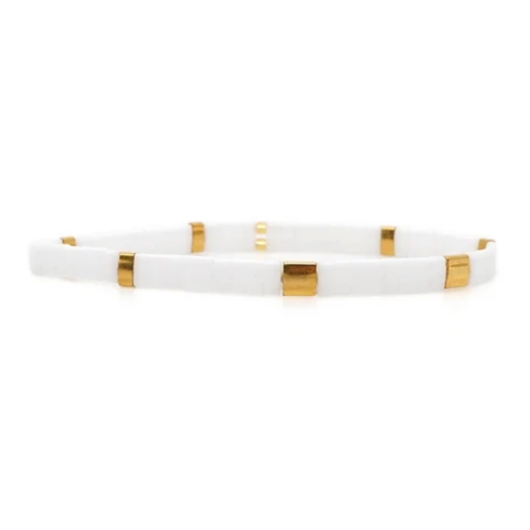 MCLuxe - Handmade Marbleized Tila Beaded Stretch Bracelets