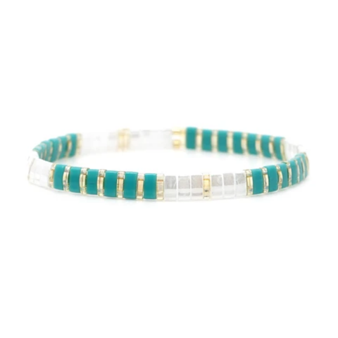 MCLuxe - Handmade Marbleized Tila Beaded Stretch Bracelets