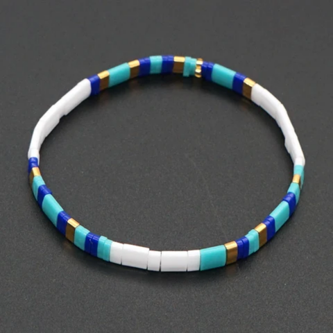 MCLuxe - Handmade Marbleized Tila Beaded Stretch Bracelets