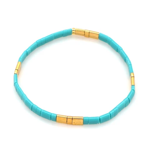 MCLuxe - Handmade Marbleized Tila Beaded Stretch Bracelets