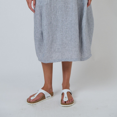 Naturals by O&J - Midi Linen Skirt - Sliver