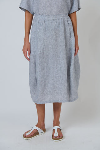 Naturals by O&J - Midi Linen Skirt - Sliver