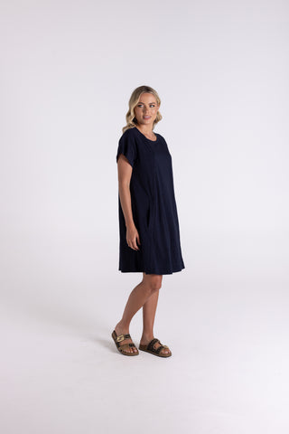Two T's - T-Shirt Dress-Navy