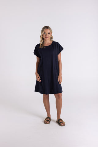 Two T's - T-Shirt Dress-Navy