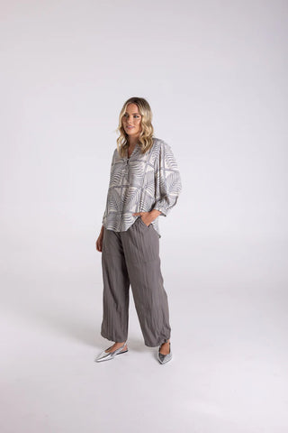 Two T's - Crinkle Cargo Pant-Donkey