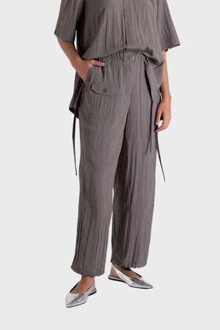 Two T's - Crinkle Cargo Pant-Donkey