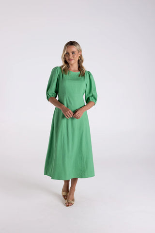 Two T's - Linen Viscose Midi Dress-Fern