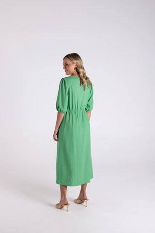 Two T's - Linen Viscose Midi Dress-Fern