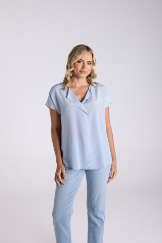 Two T's - Silk Top-Ice Blue