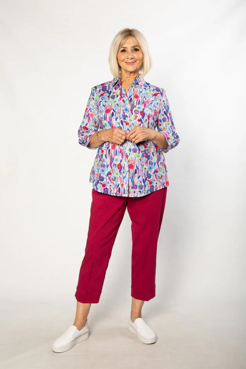 Equinox - Pure Cotton Meadow Flowers 3/4 sleeve Shirt
