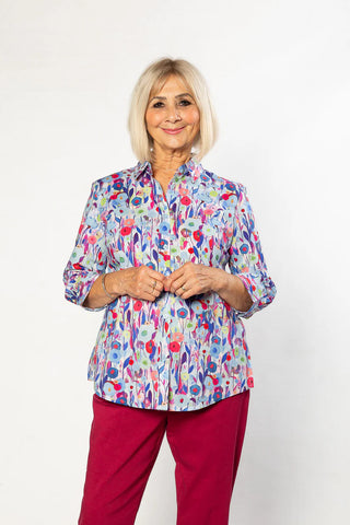 Equinox - Pure Cotton Meadow Flowers 3/4 sleeve Shirt