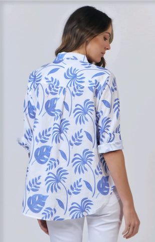enveloppe - Linen Boyfriend Shirt-Feuilles Mer