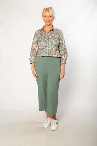 Equinox - Iris Print Pure Cotton 3/4 sleeve Shirt