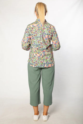 Equinox - Iris Print Pure Cotton 3/4 sleeve Shirt