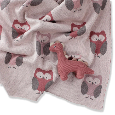 DLUX Baby - Dino Knitted Rattle Toy-Dusty