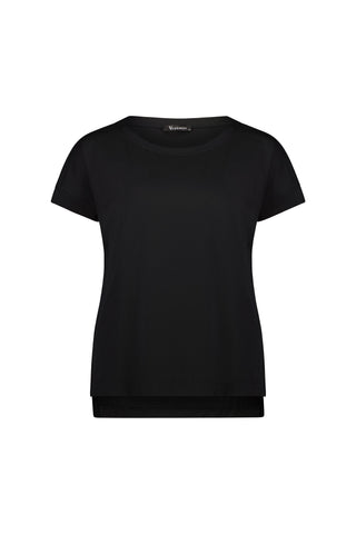 Vassalli - Drop Sleeve Crew Neck Top-Black