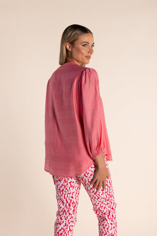 Two T's - Sheer Check Top-Spring Pink