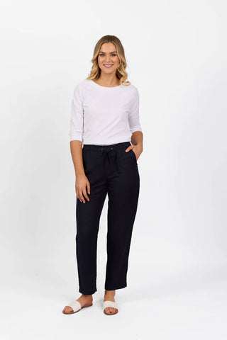 Vassalli - Slim Leg Ankle Grazer Elastic Waist Pant - Ink