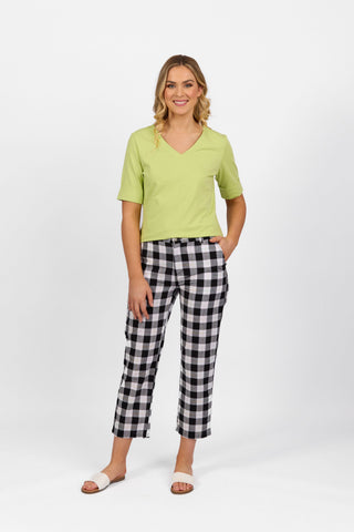 Vassalli - Slim 7/8 Cotton Pant with Fly-Rainbow Check