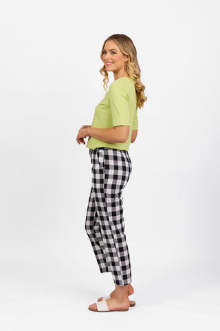 Vassalli - Slim 7/8 Cotton Pant with Fly-Rainbow Check
