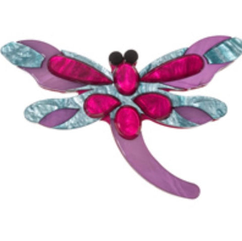 Blue Scarab - Bijou Acrylic Brooch-Dragonfly Pink
