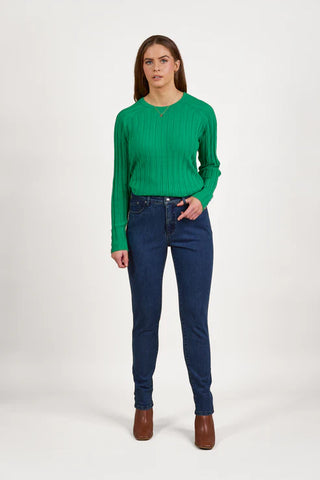 Vassalli - Skinny Leg Full Length Basket Weave Jean - Brushed Indigo