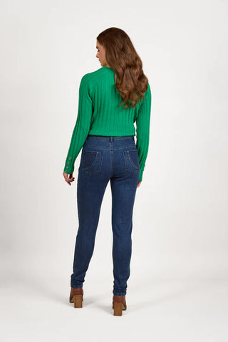 Vassalli - Skinny Leg Full Length Basket Weave Jean - Brushed Indigo